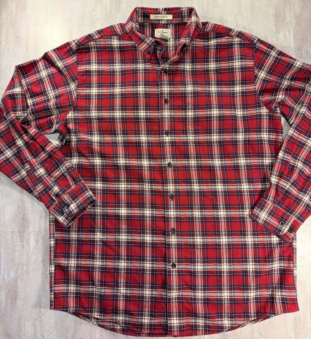 L.L.Bean Scotch Plaid Flannel Shirt Traditional Fit Size L-Tall‎